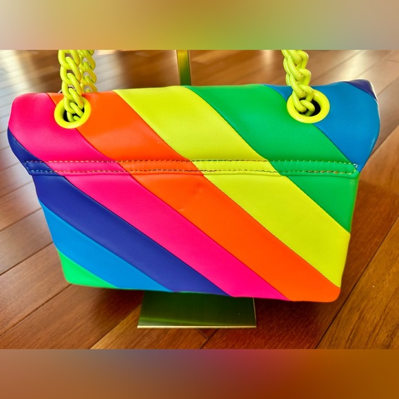 Kurt Geiger Brixton Neon Rainbow Striped Shoulder Bag. NWOT - Picture 3 of 11